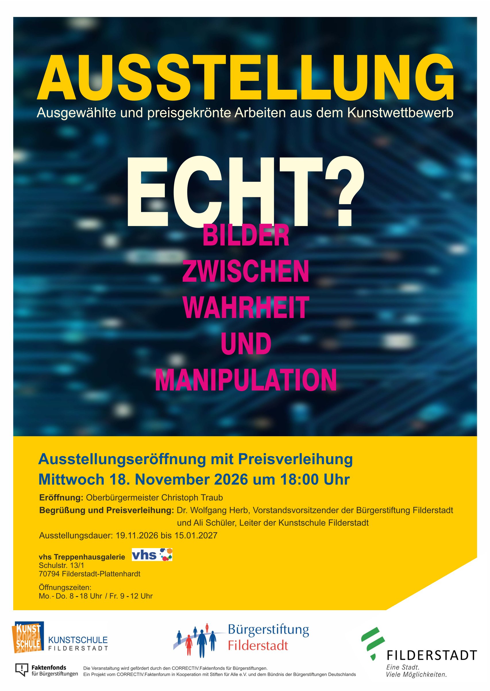 Plakat Ausstellung KI Wettbewerb ECHT